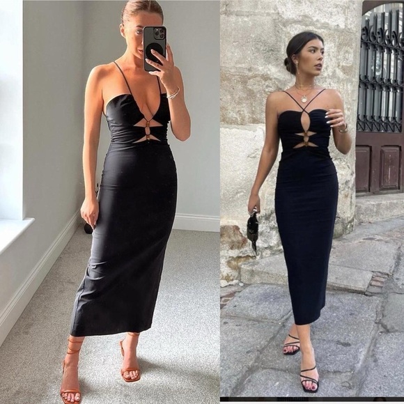 Zara Cut-Out Midi Dress - Picture 1 of 15